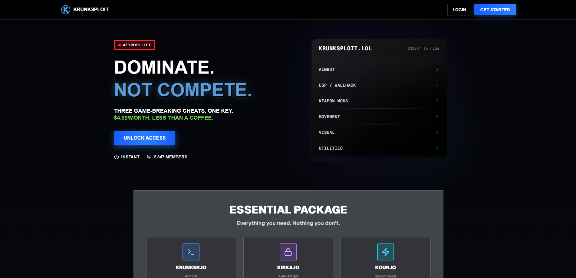Krunksploit website screenshot